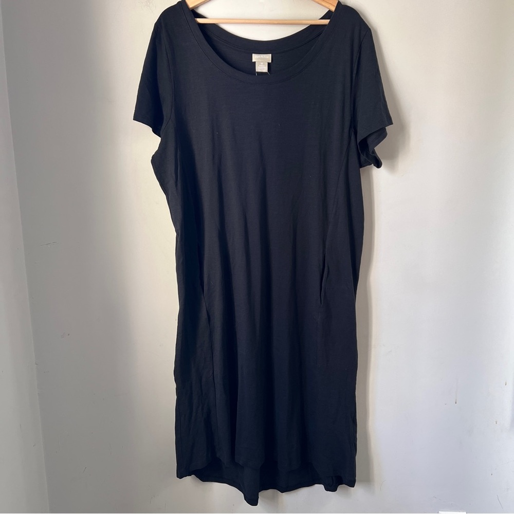Zim & Zoe Chic Black Midi T-Shirt  Dress Womens 18